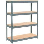 Global Equipment Extra Heavy Duty Shelving, Wood Deck, 4 Shelves, 48"Wx24"Dx72"H, Gray 255679